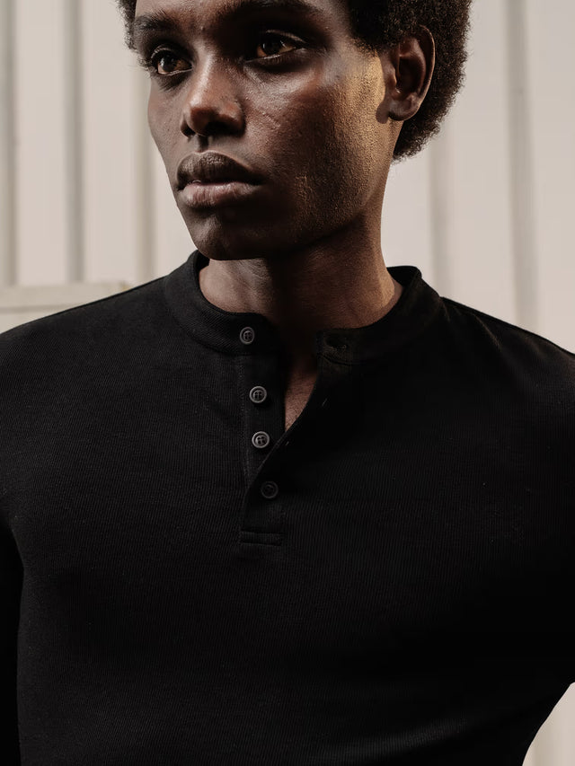 'BASEMENT' RIB HENLEY LONGSLEEVE