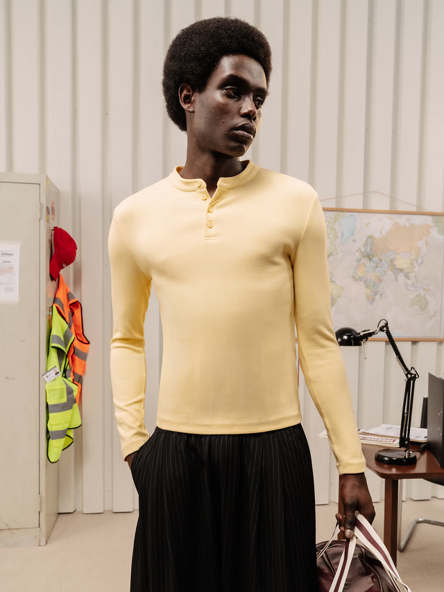 'BASEMENT' RIB HENLEY LONGSLEEVE
